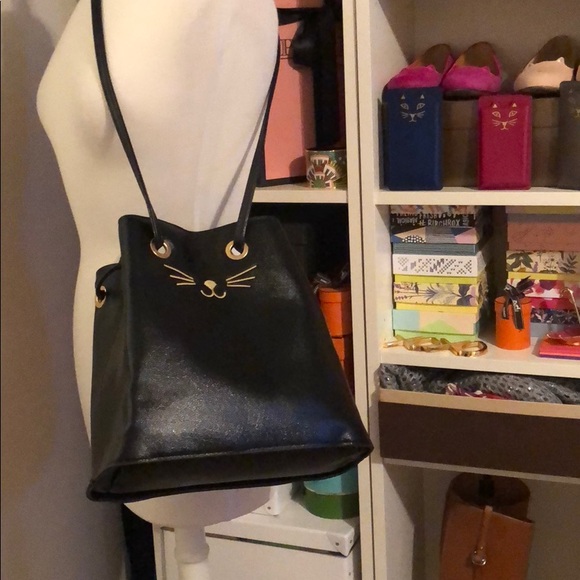 Cat’s Meow Black Kitty Cat Shoulder Bucket Bag - Picture 8 of 8
